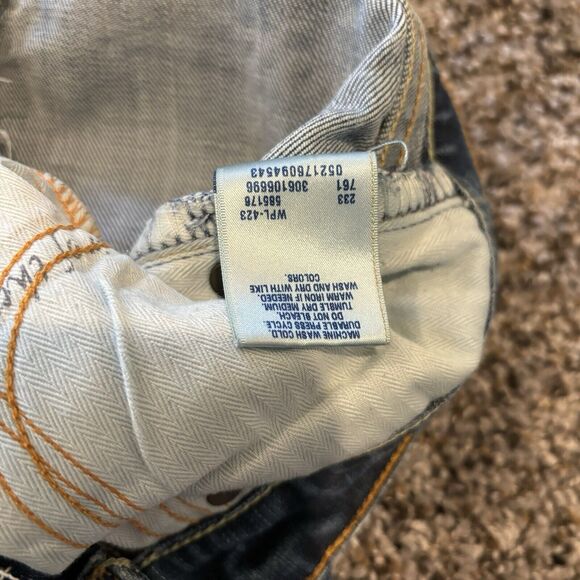 Levi’s Capital Long Shorts 26 Blue Denim Frayed Waist Below Knee Skinny - Picture 12 of 13